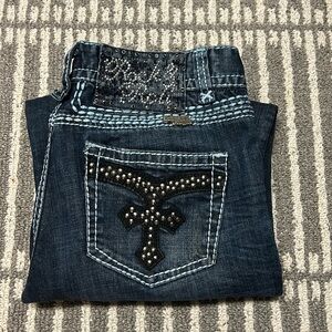 Rock & Roll Cowgirl Low Rise Studded Flare Jeans